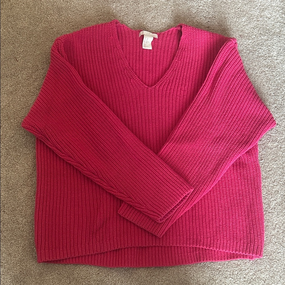 H&M Pink V-Neck Sweater